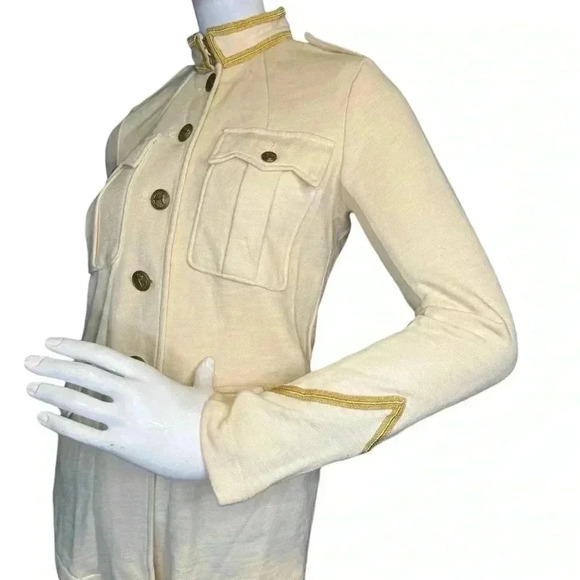 Denim & Supply Ralph Lauren Military Style Jacket cream With Gold Trim Pockets. - Picture 3 of 15